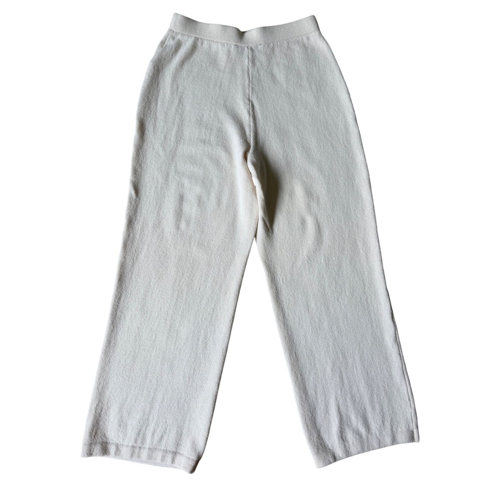 St. John Evening Crop Pants Pull On Santana Knit Wide Leg Cream Ivory 4